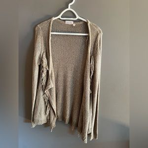 Camel colored fringe cardigan